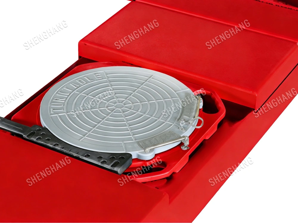 The movable cover plate of four-column runway is designed to facilitate the placement of corner plates for four-wheel positioning (corner plates are optional) 