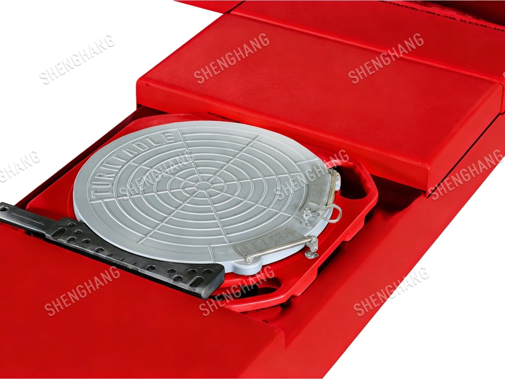 The movable cover plate of four-column runway is designed to facilitate the placement of corner plates for four-wheel positioning (corner plates are optional) 